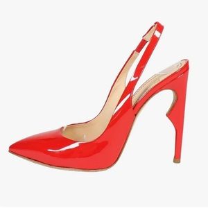 Jerome C. Rousseau Red Patent Leather Slingback Stilettos